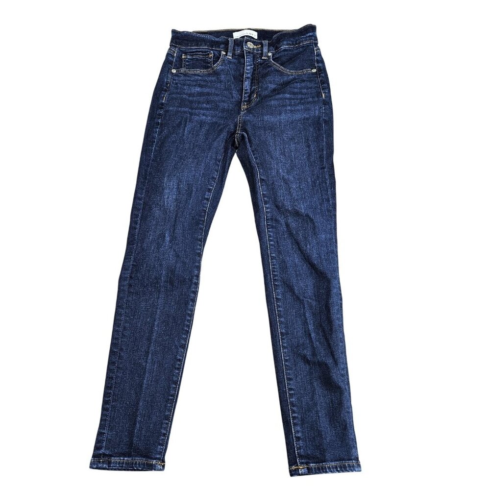 LOFT The Skinny Jeans‎ Womens 0 Blue Dark Wash Mid Rise Stretch Denim Slim